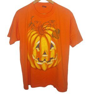 Vintage 91 Single Stitch Brown's Pumpkin Patch Men's XL T Shirt Orange Halloween